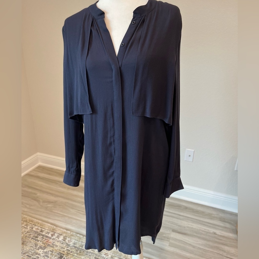Brochu Walker Chic Navy Button Up Viscose Shirt Dress Knee Length, Size S